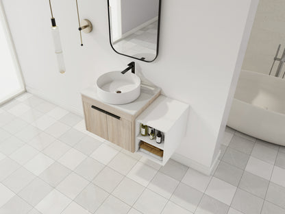White Oak Bathroom Vanity - Modern Floating Design