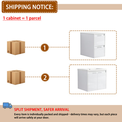 36" Bathroom Vanity with Resin Sink - White Plywood Storage
