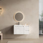 36" Bathroom Vanity With Resin Sink , 2-Soft Close Doors and 1-Side Cabinet, Float Mounting Design, Glossy White, Plywood(KD-Packing)