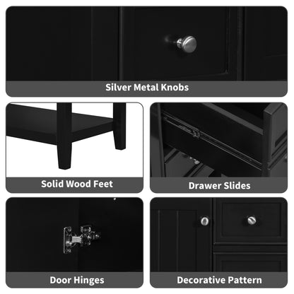 36" Bathroom Vanity - Black Cabinet & 3 Drawers