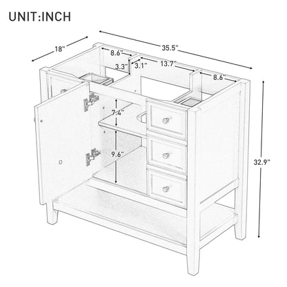36" Bathroom Vanity - Black Cabinet & 3 Drawers