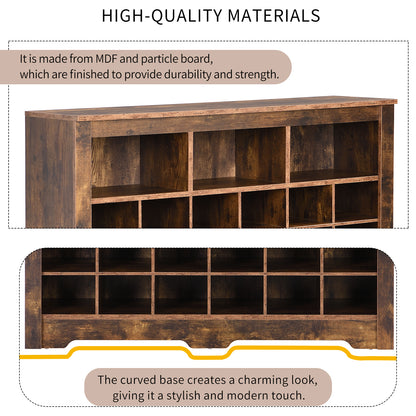 Rustic Brown 24 Shoe Cabinet - Freestanding Console