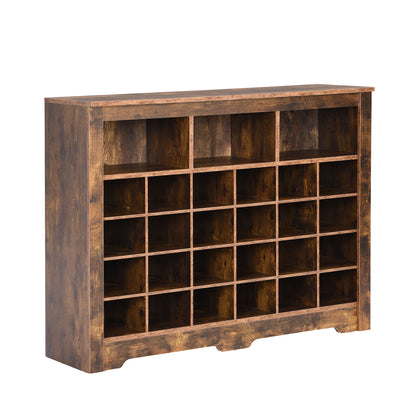 Rustic Brown 24 Shoe Cabinet - Freestanding Console