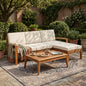 3-Piece Acacia Wood L-Shaped Patio Sofa Set