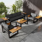 4-Piece Aluminum Outdoor Patio Furniture Set for 5 with Sofa, Armchairs, and Fold-Out Side Tables