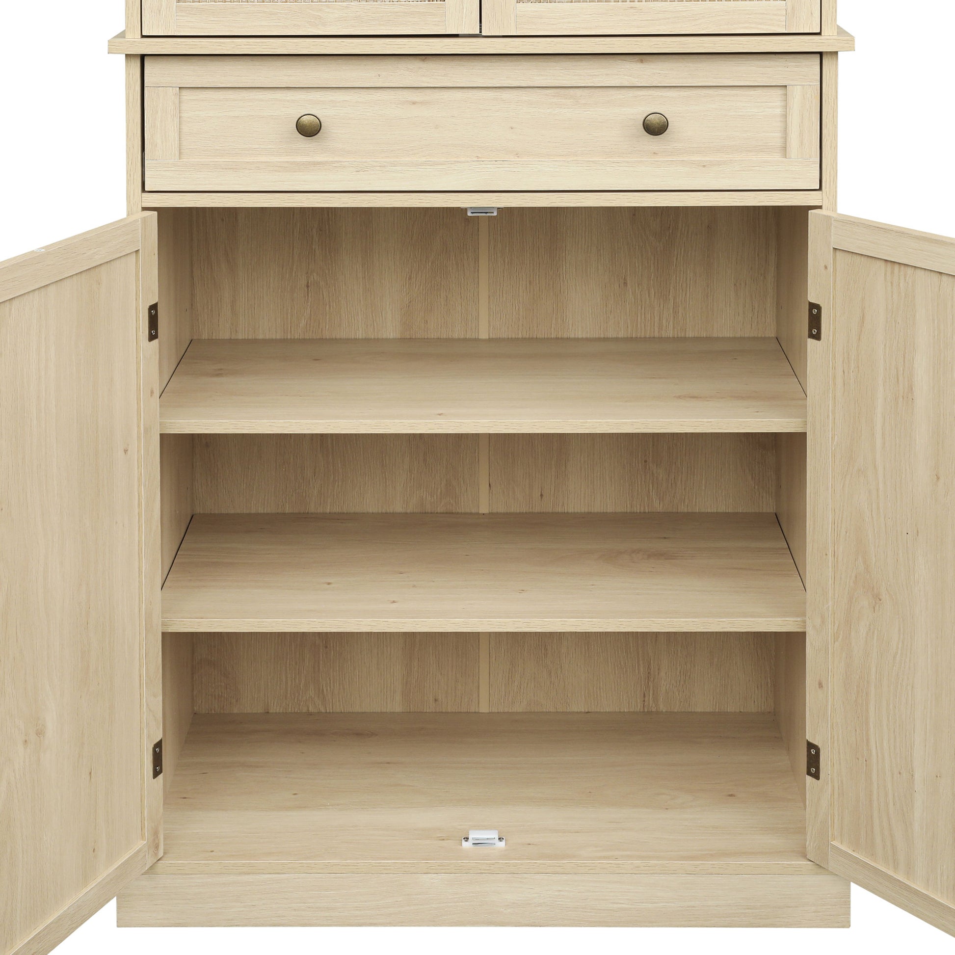 4 Door Cabinet with 1 Drawer, with 4 Adjustable Inner Shelves, Storage Cabinet