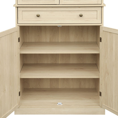 4 Door Cabinet with 1 Drawer, with 4 Adjustable Inner Shelves, Storage Cabinet