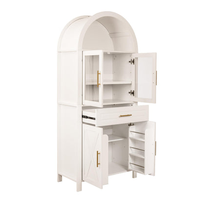 71" White Farmhouse Kitchen Pantry Cabinet with Glass Door - image 17