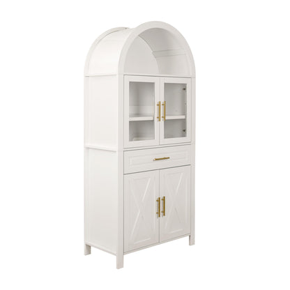 71" White Farmhouse Kitchen Pantry Cabinet with Glass Door - image 16