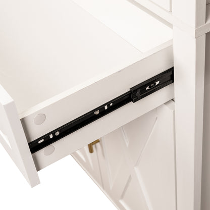 71" White Farmhouse Kitchen Pantry Cabinet with Glass Door - image 24
