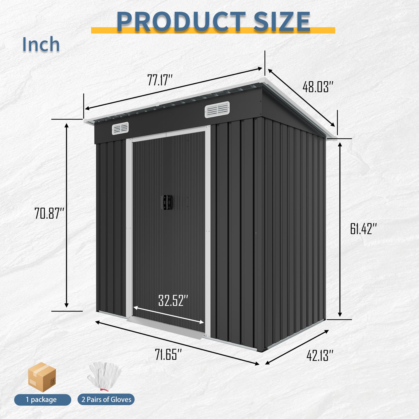 6x4ft Metal Shed, Sliding-Door Outdoor Storage Building with Ventilation Vents & Threshold,Galvanized Steel Shed for Garden, Yard(6.43*4 FT)