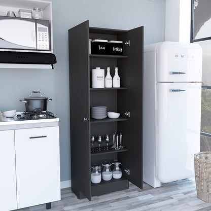Multistorage Pantry Cabinet, Five Shelves, Double Door Cabinet -Black