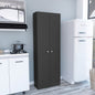 Multistorage Pantry Cabinet, Five Shelves, Double Door Cabinet -Black