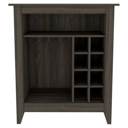Essential Bar Cabinet, One Open Shelf, Six Built-in Wine Rack, One Drawer -Espresso