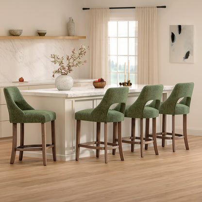 Bar Stools Set of 2, Upholstered Counter Height Bar Stools, Modern Counter Stools with Wood Legs for Kitchen Island Dining Room Bar
