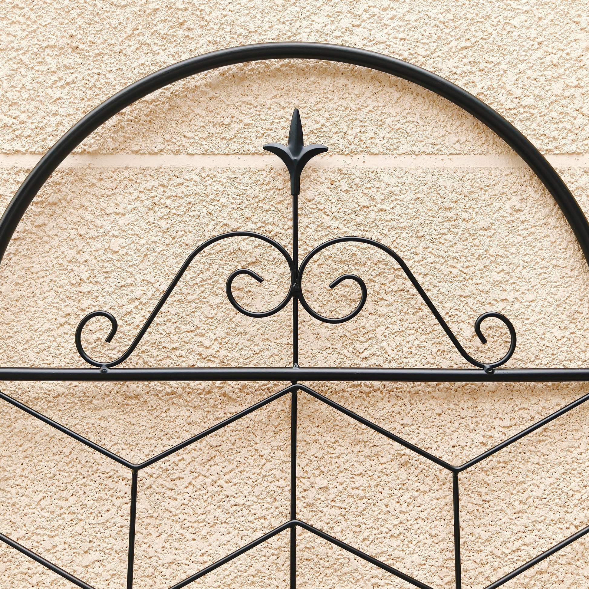 Black Iron Garden Trellis for Outdoor Climbing Plants and Patio Decor