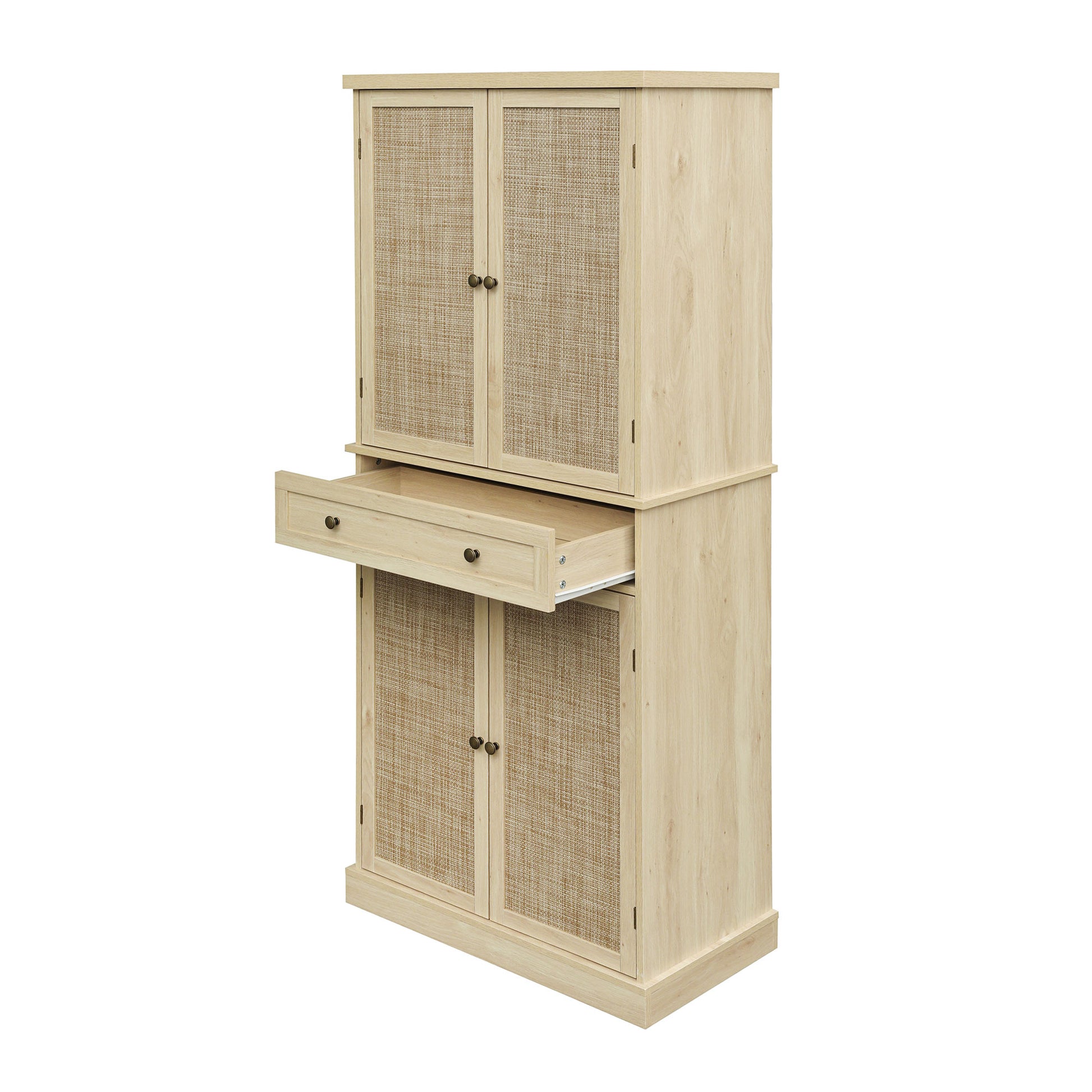 4 Door Cabinet with 1 Drawer, with 4 Adjustable Inner Shelves, Storage Cabinet