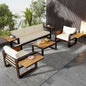 4-Piece Aluminum Outdoor Patio Furniture Set for 5 with Sofa, Armchairs, and Fold-Out Side Tables