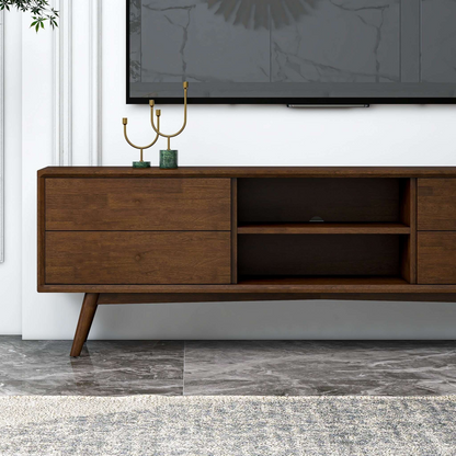 70.9 Inch Walnut Solid Wood TV Stand for 72 Inch TVs - image 3
