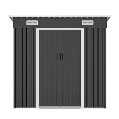 6x4ft Metal Shed, Sliding-Door Outdoor Storage Building with Ventilation Vents & Threshold,Galvanized Steel Shed for Garden, Yard(6.43*4 FT)