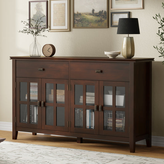Artisan Solid Wood Large 4 Door Sideboard Buffet in Russet Brown