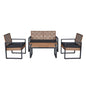 Modern 4-Piece Outdoor Patio Furniture Set with Acacia Wood Tabletop for Balcony, Porch, and Backyard Seating