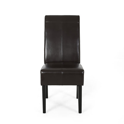 Chocolate Leather Dining Chairs Set for Elegant Kitchen Use