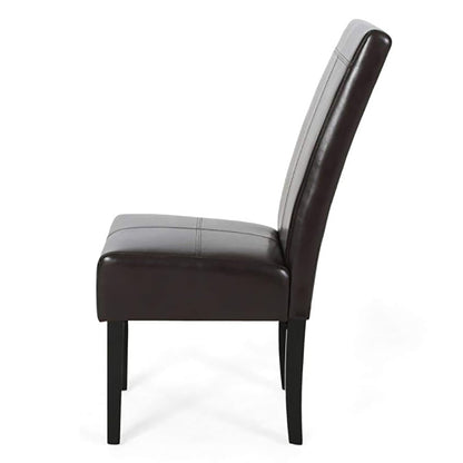 Chocolate Leather Dining Chairs Set for Elegant Kitchen Use