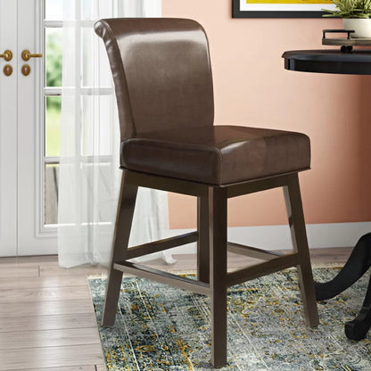 Brown PU Leather Swivel Counter Stool - 24 Inch