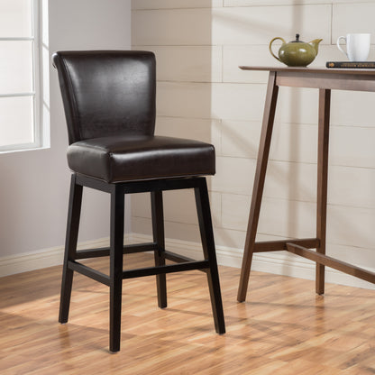 Brown PU Leather Swivel Counter Stool - 24 Inch