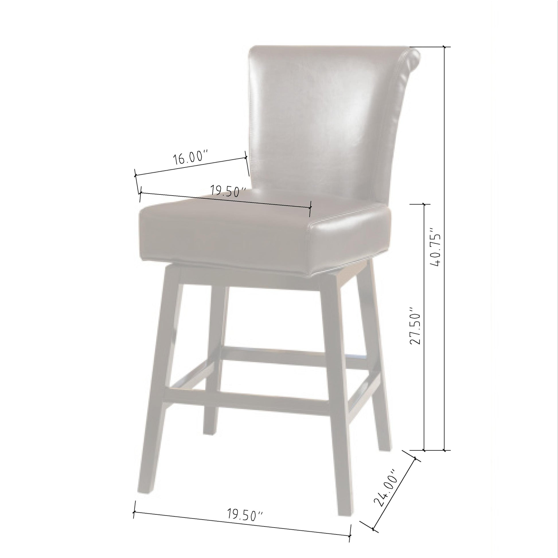 Brown PU Leather Swivel Counter Stool - 24 Inch