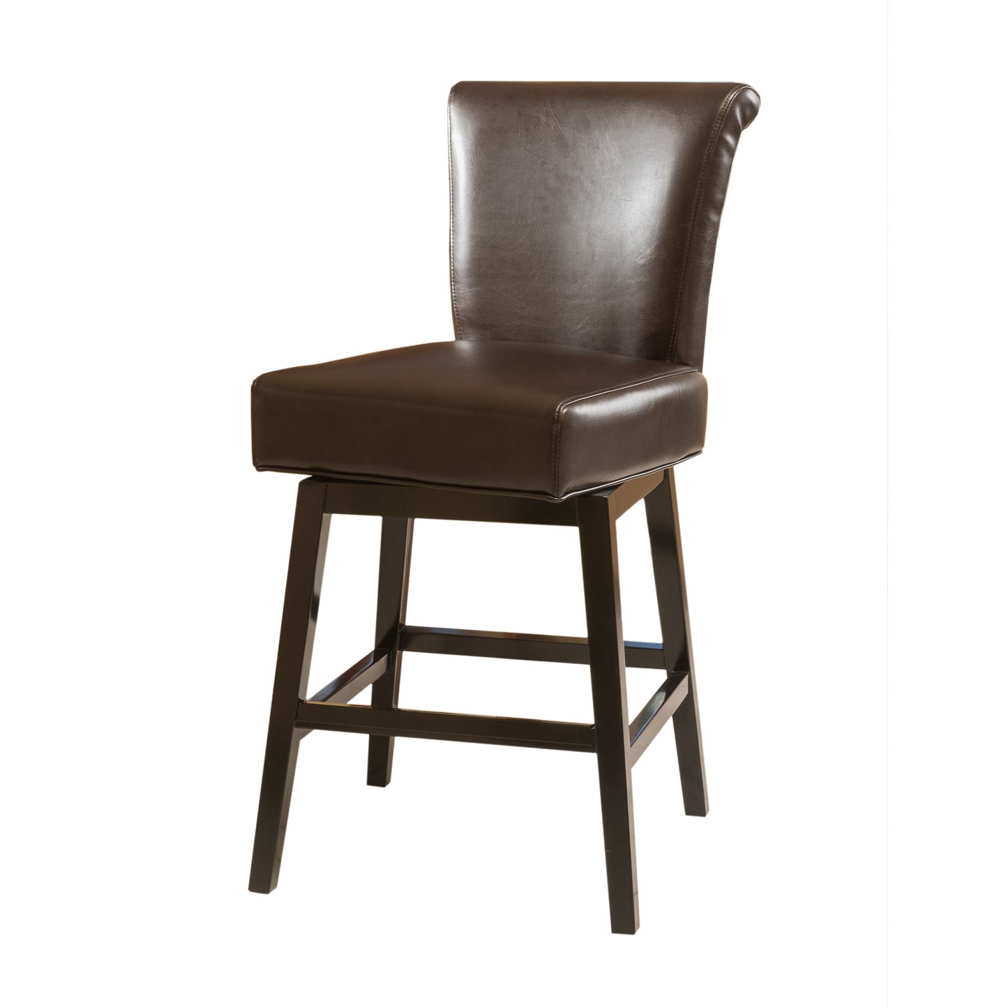 Brown PU Leather Swivel Counter Stool - 24 Inch
