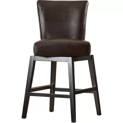 Brown PU Leather Swivel Counter Stool - 24 Inch