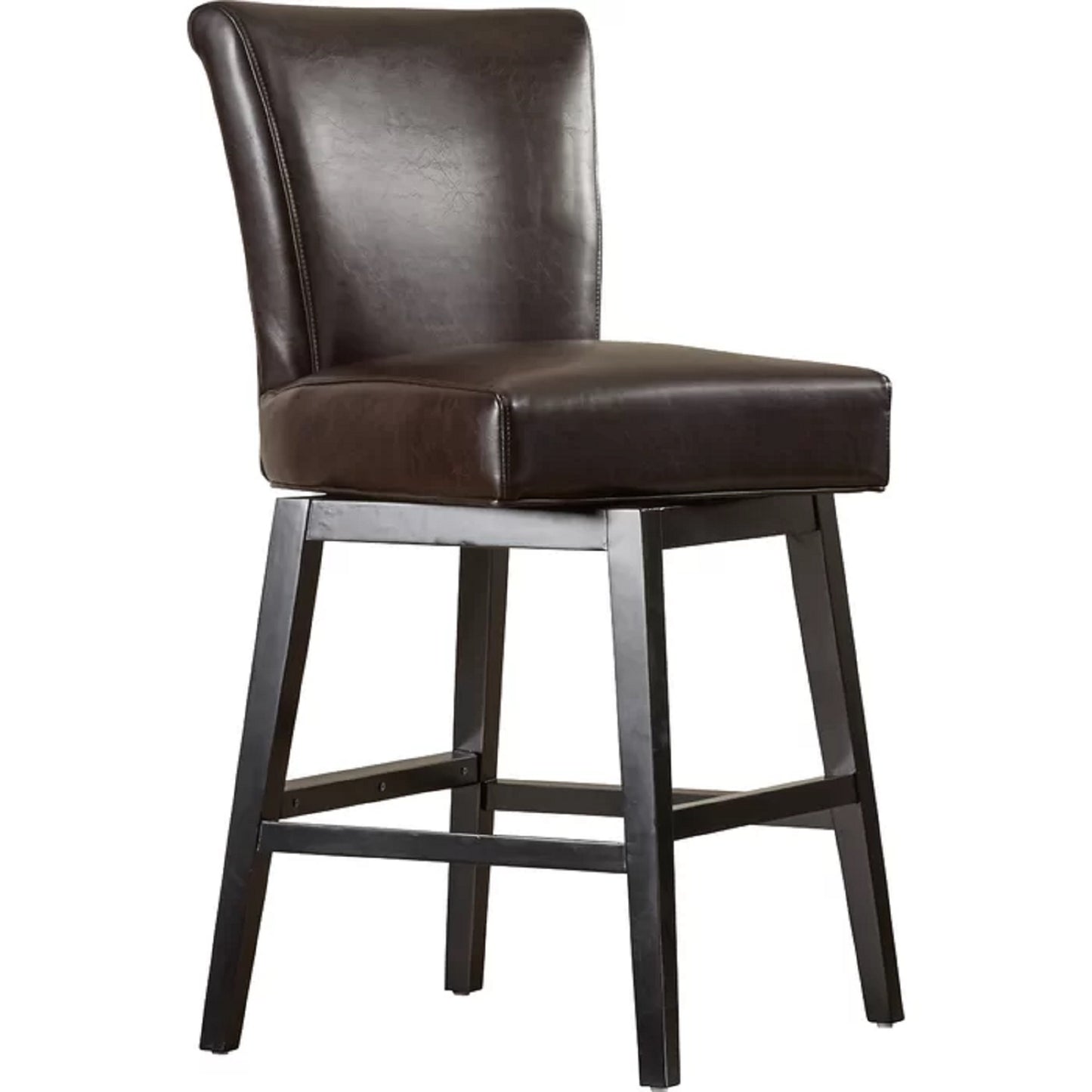 Brown PU Leather Swivel Counter Stool - 24 Inch