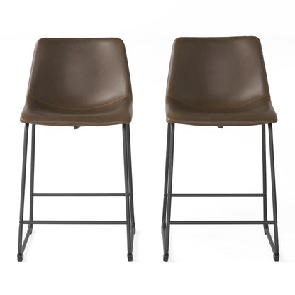 Vintage Brown PU Counter Stools for Kitchen Dining Room