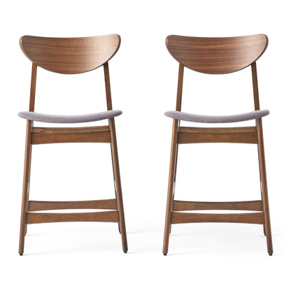 Dark Grey Fabric Bar Stool Set for Kitchen Storage Dining Room