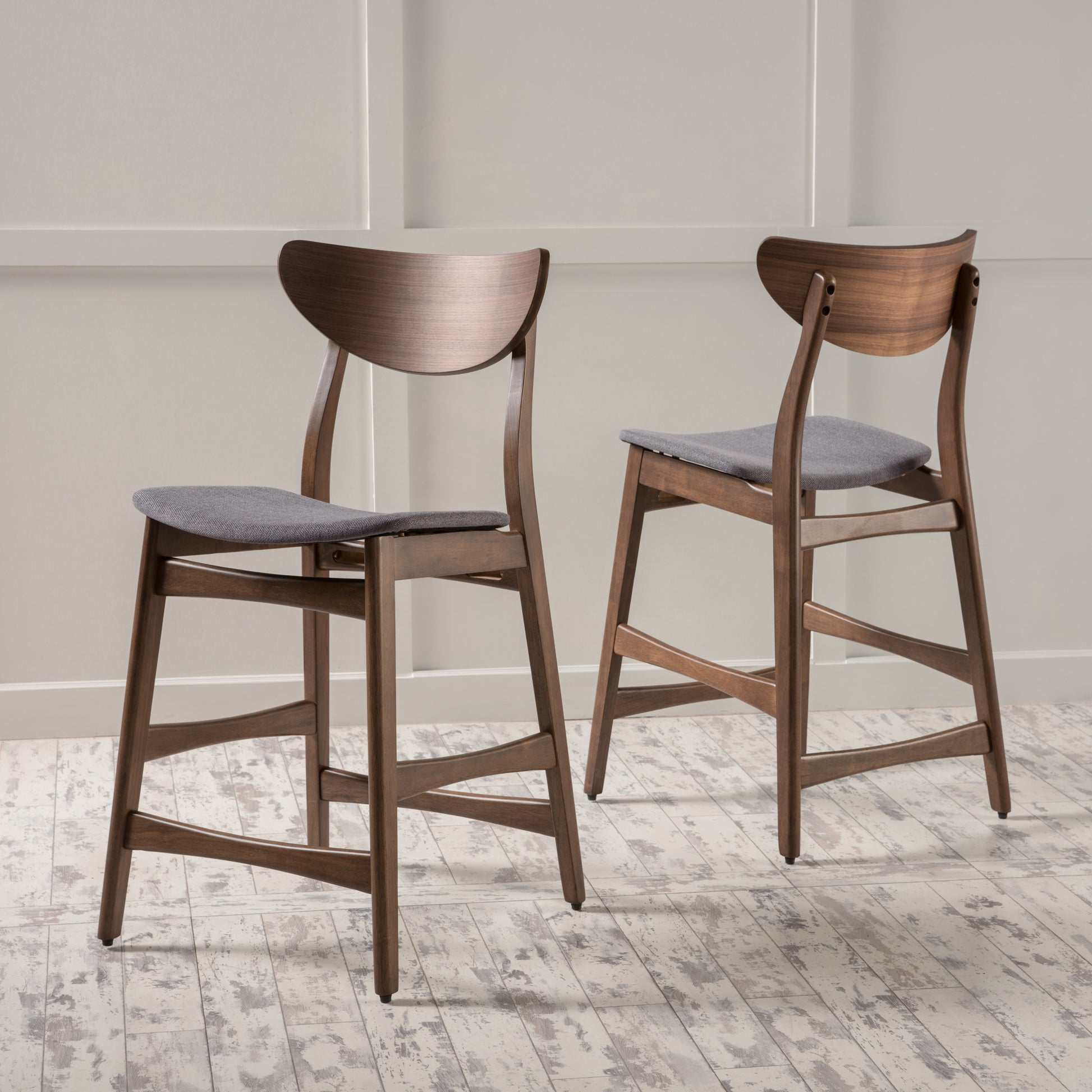 Dark Grey Fabric Bar Stool Set for Kitchen Storage Dining Room