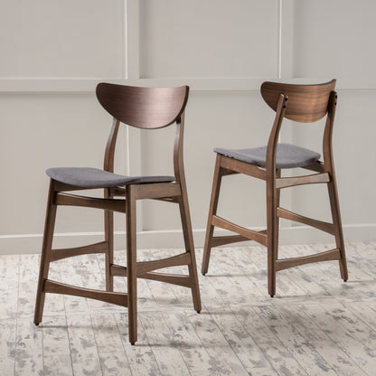 Dark Grey Fabric Bar Stool Set for Kitchen Storage Dining Room