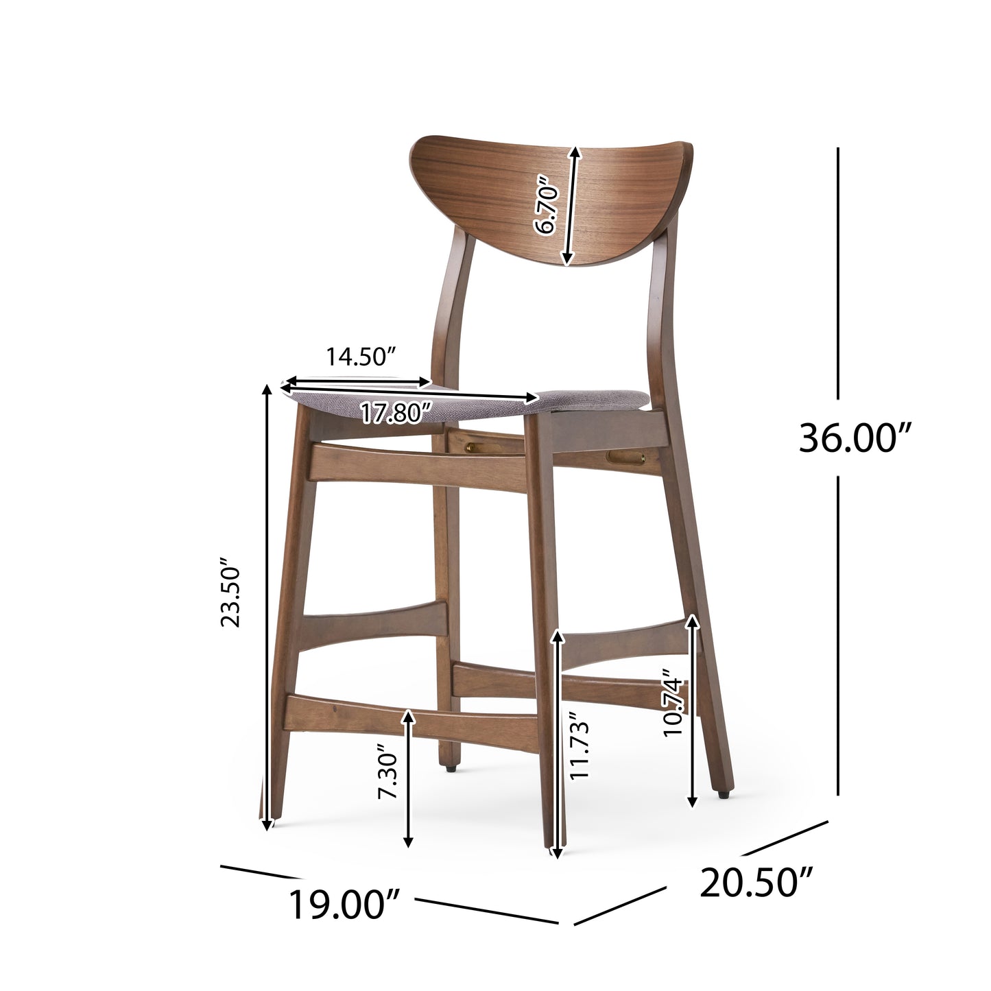 Dark Grey Fabric Bar Stool Set for Kitchen Storage Dining Room