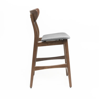 Dark Grey Fabric Bar Stool Set for Kitchen Storage Dining Room
