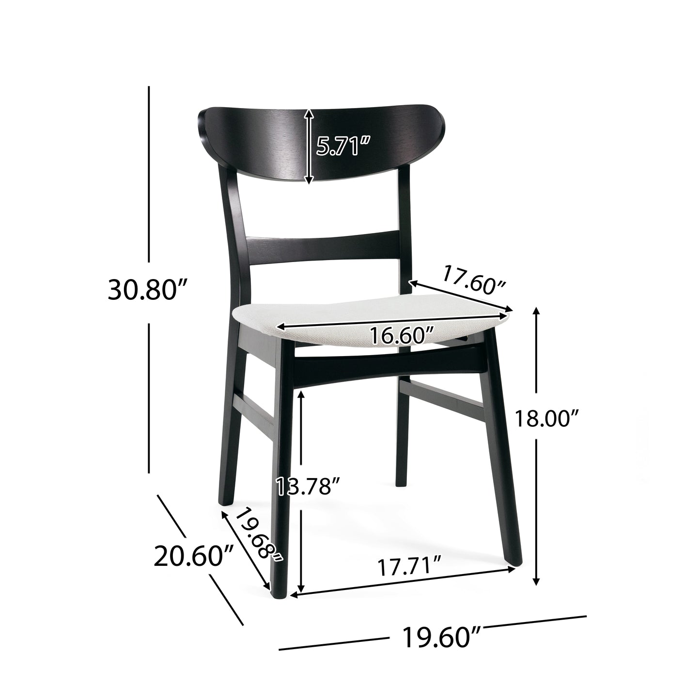 Set of 2 Upholstered Dining Chairs - Black & Beige