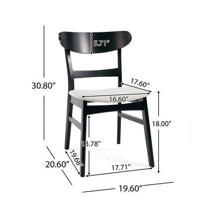 Set of 2 Upholstered Dining Chairs - Black & Beige