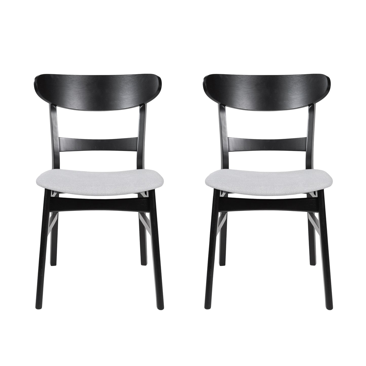 Set of 2 Upholstered Dining Chairs - Black & Beige