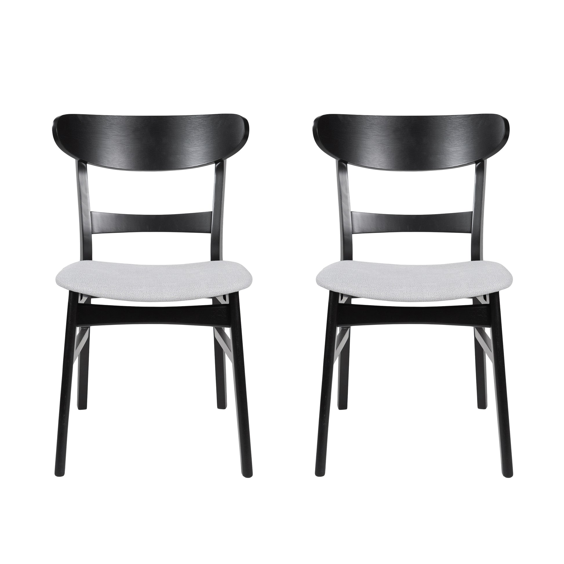 Set of 2 Upholstered Dining Chairs - Black & Beige