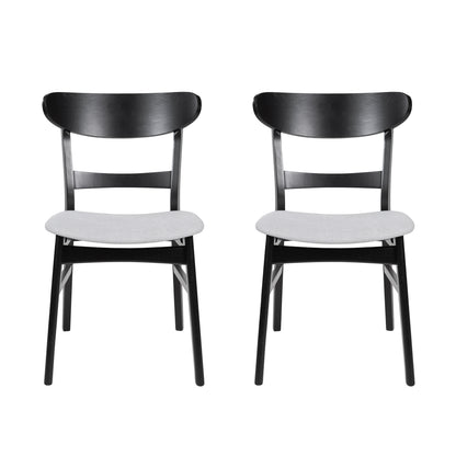 Set of 2 Upholstered Dining Chairs - Black & Beige