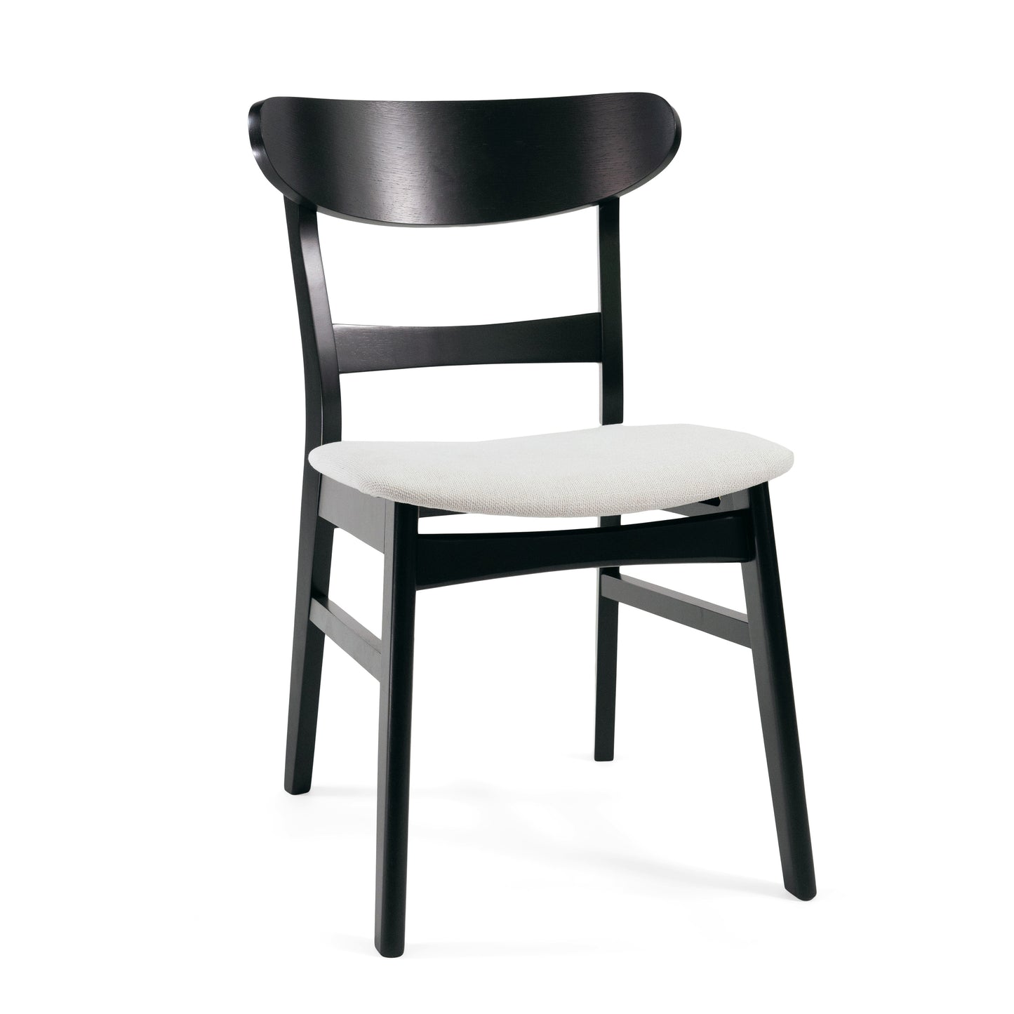 Set of 2 Upholstered Dining Chairs - Black & Beige