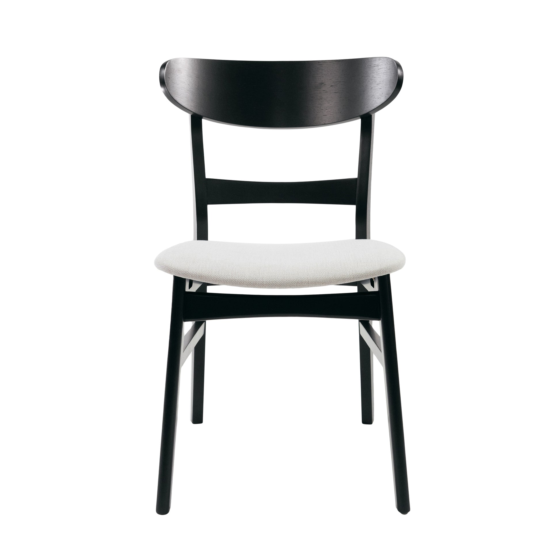 Set of 2 Upholstered Dining Chairs - Black & Beige
