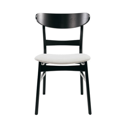 Set of 2 Upholstered Dining Chairs - Black & Beige
