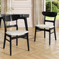 [Video] Set of 2 Dining Chairs - Upholstered Seat, Rubberwood Legs, Black + Light beige(same sku: 58915.00LBEBLK)