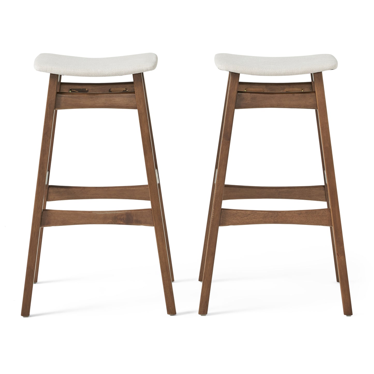 Light Beige Fabric Bar Stool Set for Kitchen Dining Room